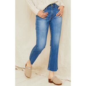 NOEND Denim Women’s Kick Flare Cropped Jeans High Rise Raw Hem Size 24 USA Boho
